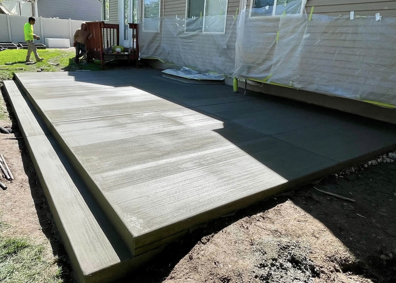 Finished concrete patio and steps